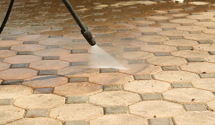Concrete block floor pressure cleaning