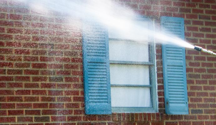 House brick wall washing